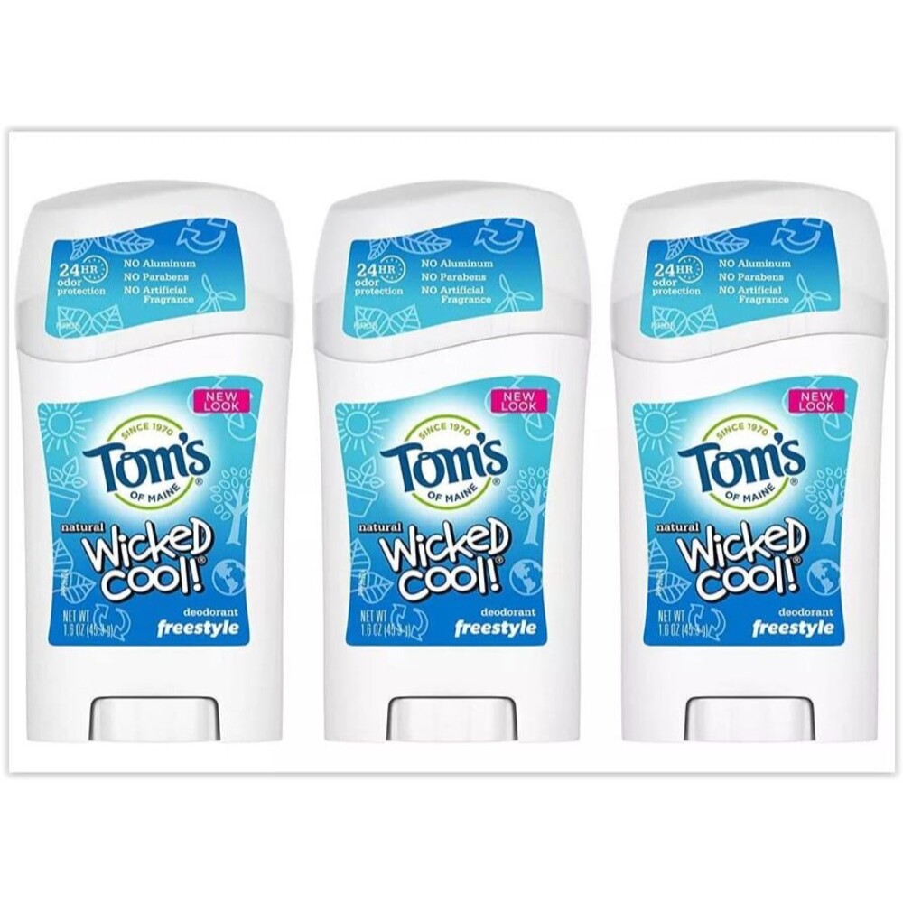 Tom's of Maine Aluminum-Free Wicked Cool! Natural Deodorant for Kids, 3-Pack